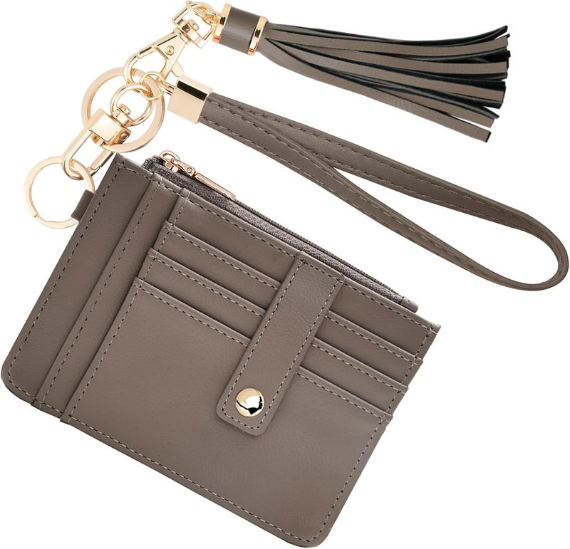 KNGITRYI Small Wristlet Wallets for Women RFID Credit Card Holder Wallet Keychain Wristlet Wallet Credit Card Wallets for Women (Cement grey) - Image 1